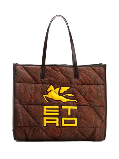 Logo Quilted Paisley Tote Bag Brown - ETRO - BALAAN 1