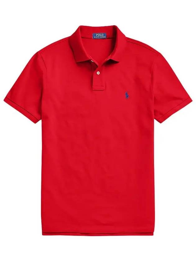 Iconic Mesh Slim Fit Polo Shirt Red - POLO RALPH LAUREN - BALAAN 3