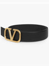 V Logo Signature Buckle Leather Belt Black - VALENTINO - BALAAN 3