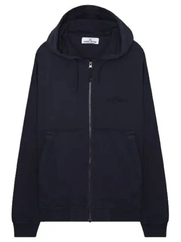 Garment Dyeing Cotton Jersey Zip-Up Hoodie Navy - STONE ISLAND - BALAAN 2