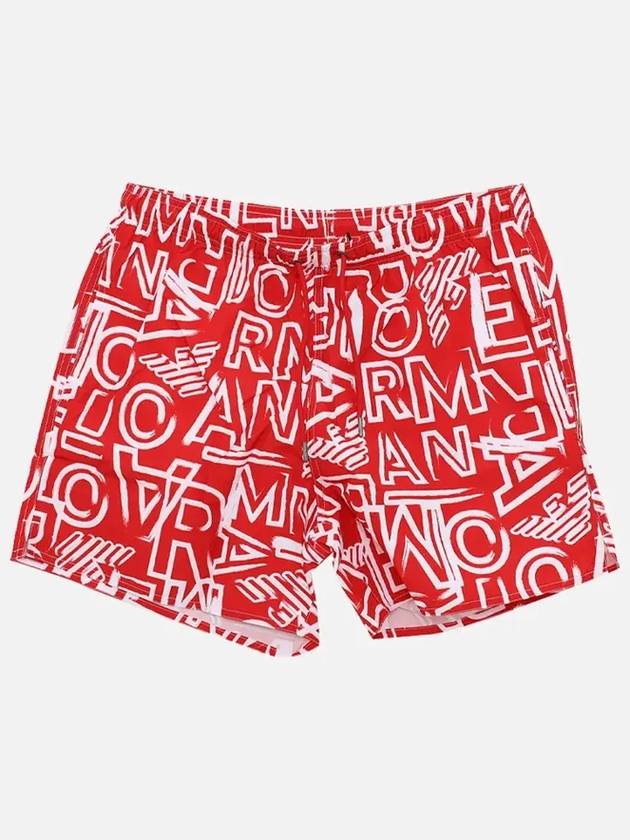 Logo Print Swim Shorts Red - EMPORIO ARMANI - BALAAN 3