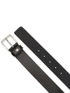 Signature Stripe Silver Buckle Logo Leather Belt Black - HUGO BOSS - BALAAN 4