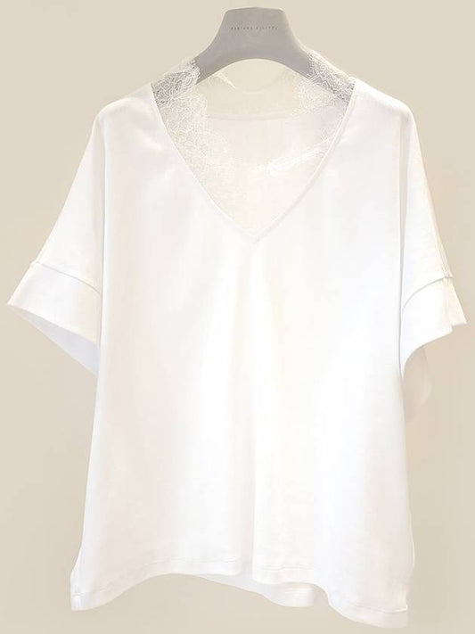 Women's Lace Short Sleeve TShirt White JED272W138I294 0000 - FABIANA FILIPPI - BALAAN 1