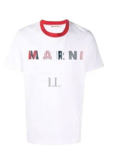 Stripe Logo Print Short Sleeve T-Shirt White - MARNI - BALAAN 2