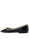 Women's Rockstud Patent Leather Ballerina Black - VALENTINO - BALAAN 3