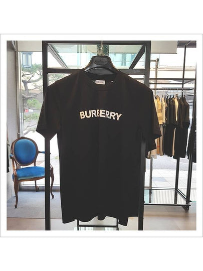 Logo Print Crew Neck Cotton Short Sleeve T-Shirt Black - BURBERRY - BALAAN 2