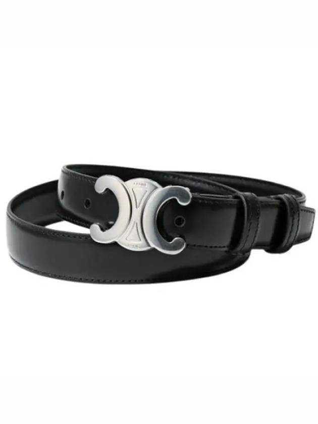 Silver Triomphe Calfskin Belt Black - CELINE - BALAAN 2