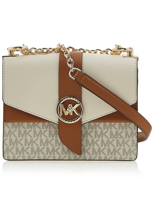 Greenwich Small Color Block Logo Saffiano Leather Cross Bag White - MICHAEL KORS - BALAAN 2