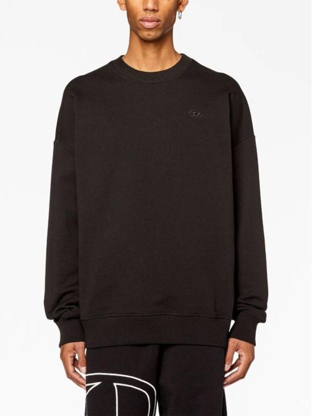 Men's Logo Embroidery Sweatshirt Black - DIESEL - BALAAN 4