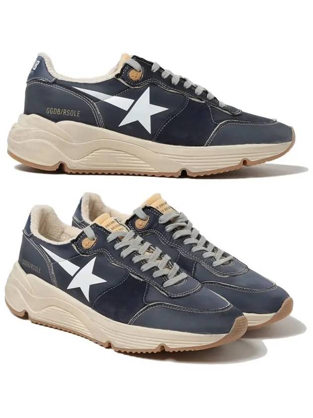 White Star Print Nylon Low Top Sneakers Dark Blue - GOLDEN GOOSE - BALAAN 2