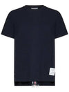 Center Back Stripe Classic Cotton Pique Relaxed Fit Short Sleeve T-Shirt Navy - THOM BROWNE - BALAAN 2