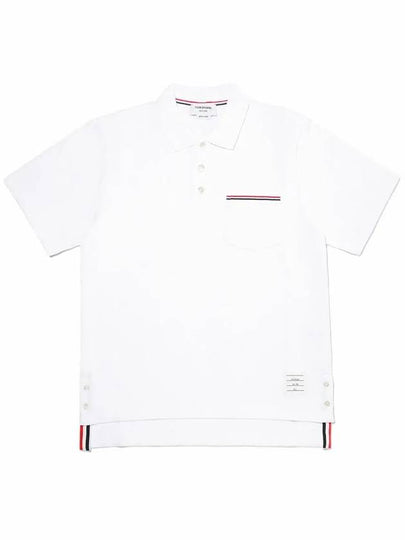 RWB Pocket Interlock Cotton Short Sleeve Polo Shirt White - THOM BROWNE - BALAAN 2