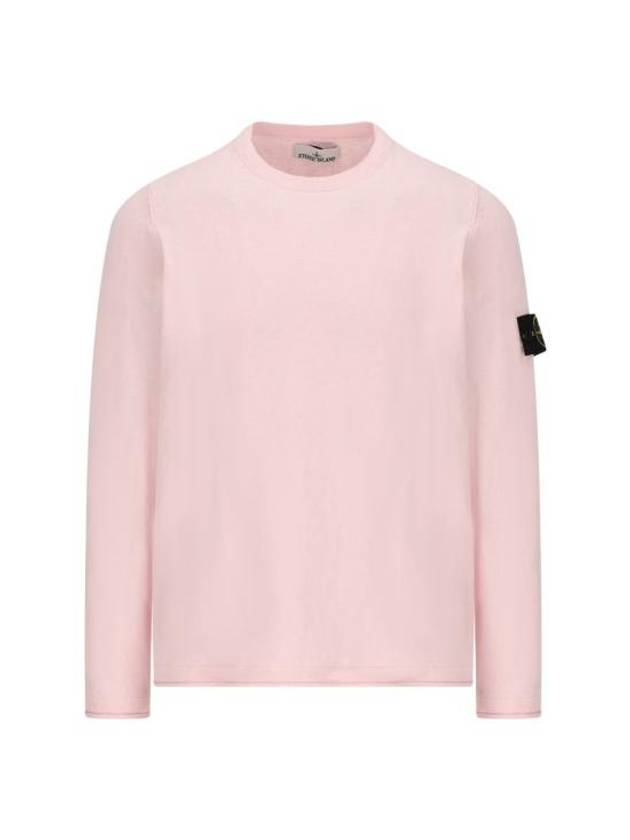 Compass Badge Ribbed Cotton Knit Top Pink - STONE ISLAND - BALAAN 1