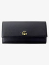 GG Marmont Continental Leather Long Wallet Black - GUCCI - BALAAN 3