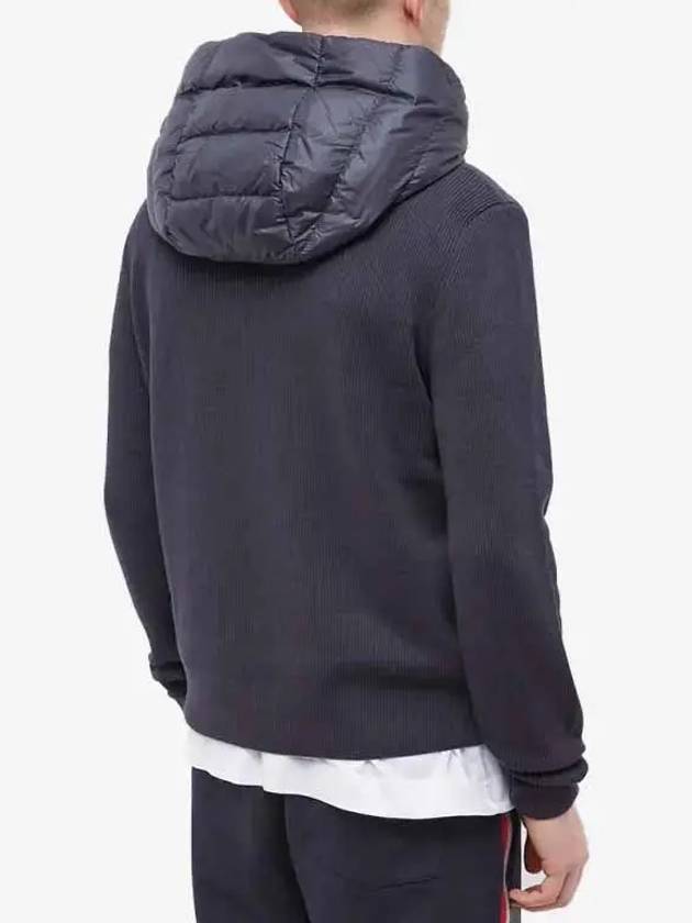 Men s Arm Logo Patch RWB Drawstring Hooded Knit Padded Jacket Royal Blue 9B00005 M1367 780 - MONCLER - BALAAN 5