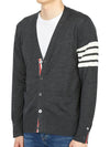 Men's Sustainable Classic Diagonal Wool Cardigan Dark Grey - THOM BROWNE - BALAAN 4