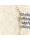 Women's Irish Pointel Cable Merino Wool 4 Bar Turtleneck White - THOM BROWNE - BALAAN.