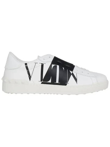 Men's Open Hidden Logo Star Leather Low Top Sneakers White - VALENTINO - BALAAN 1