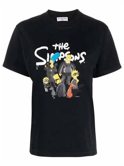 Women's The Simpsons Printing Small Fit Short Sleeve T-Shirt Black - BALENCIAGA - BALAAN 2