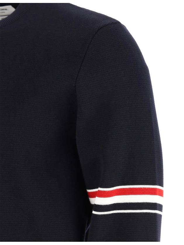 Men's Milan Stitch Armband Crew Neck Knit Top Navy - THOM BROWNE - BALAAN 4