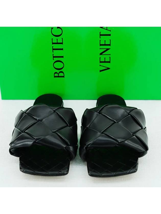 Women's Lido Leather Slippers Black - BOTTEGA VENETA - BALAAN 3