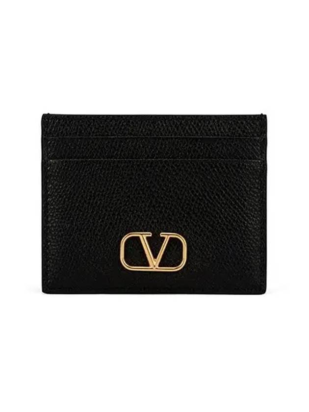 V Logo Signature Card Wallet Black - VALENTINO - BALAAN 3