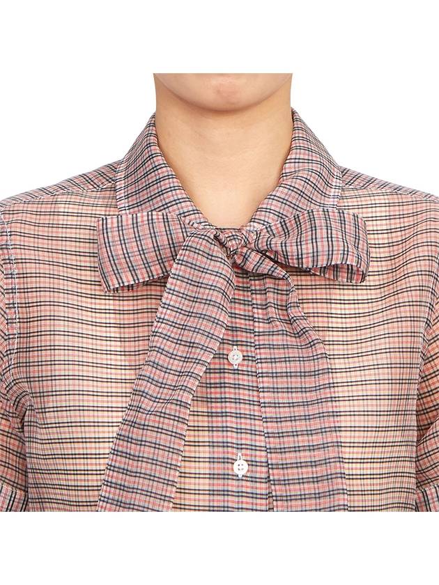 Women's Check Pattern Bow Blouse - THOM BROWNE - BALAAN 9