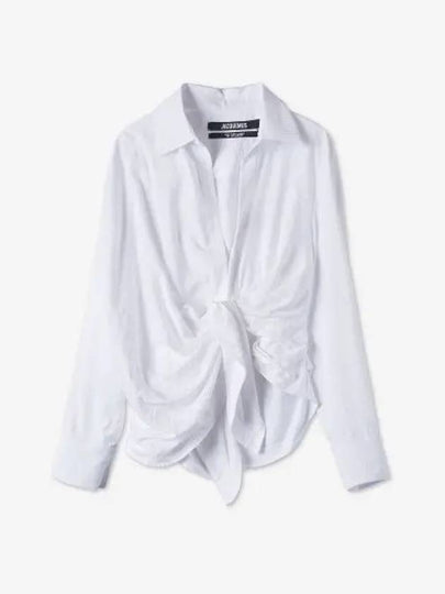 Le Chemise Bahia Tied Sash Shirt White - JACQUEMUS - BALAAN 2