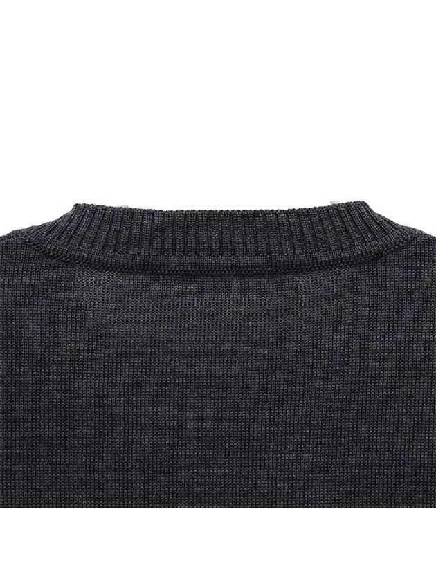 Fox Head Patch Adjusted Round Neck Cardigan Grey - MAISON KITSUNE - BALAAN 8