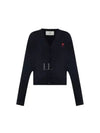 Heart Logo Wool Cardigan Navy - AMI - BALAAN 2