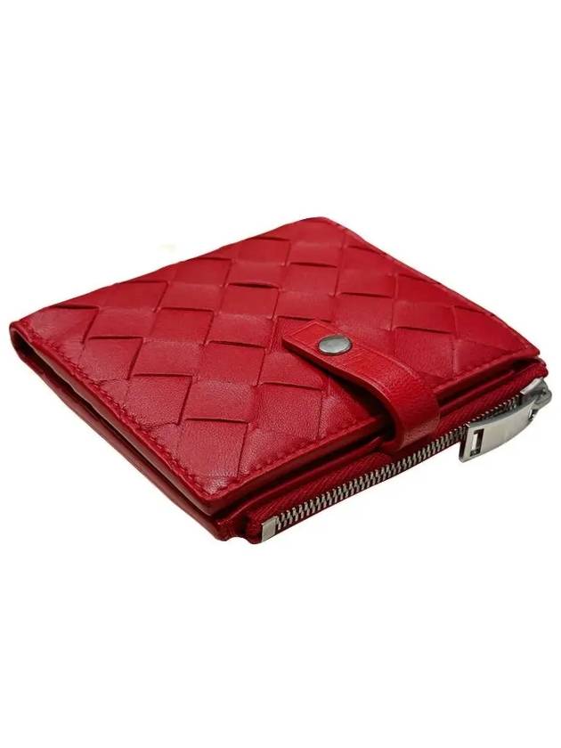 Intrecciato Zipper Half Wallet Red - BOTTEGA VENETA - BALAAN 4