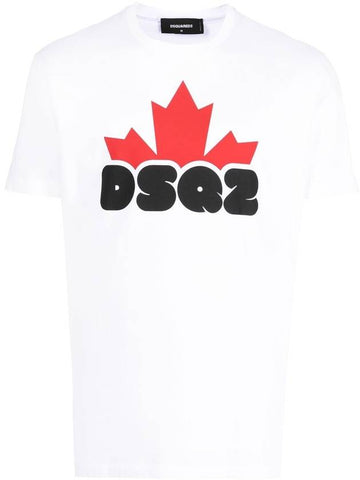 Logo Print Short Sleeve T Shirt White - DSQUARED2 - BALAAN 1