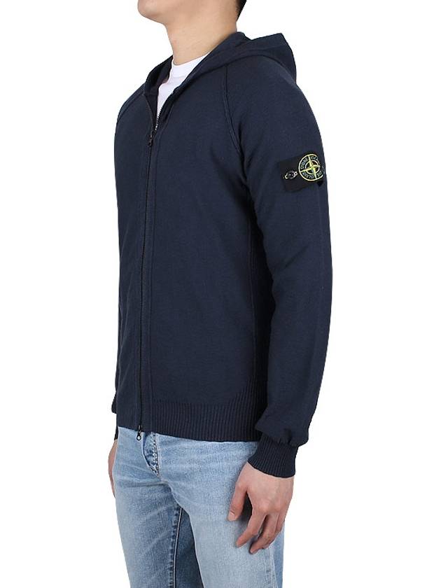 Logo Patch Zip Up Hoodie Navy - STONE ISLAND - BALAAN 5