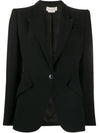 Peak Shoulder Leaf Crepe Jacket Black - ALEXANDER MCQUEEN - BALAAN 1