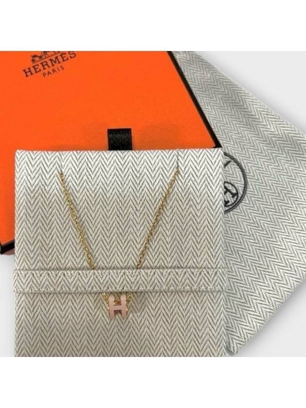 Mini Pop H Pendant Necklace Gold Rose Dragee - HERMES - BALAAN 3