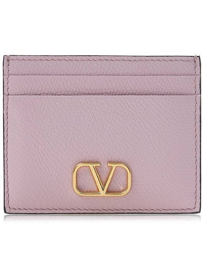 V Logo Signature Card Wallet Pink - VALENTINO - BALAAN 2