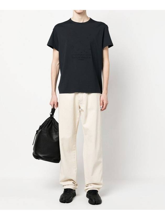 Numeric Embroidered Logo Mako Cotton Short Sleeve T-Shirt Black - MAISON MARGIELA - BALAAN 6