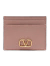 Women's V Logo Signature Card Wallet Pink - VALENTINO - BALAAN 1