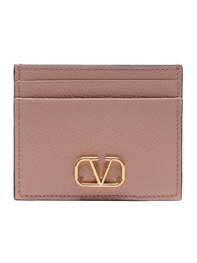 Women's V Logo Signature Card Wallet Pink - VALENTINO - BALAAN 1