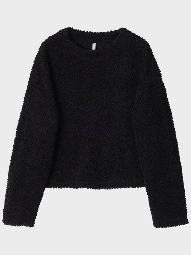 Fluffy Crop Overfit Sweatshirt Black - NOIRER FOR WOMEN - BALAAN 3