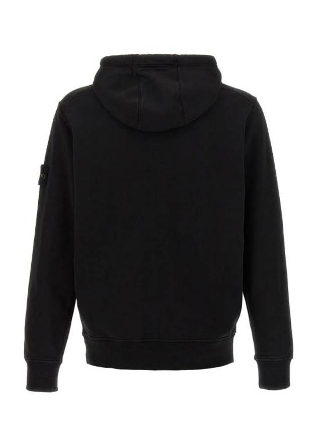 Cotton Fleece Garment Dyed Hoodie Black - STONE ISLAND - BALAAN 3