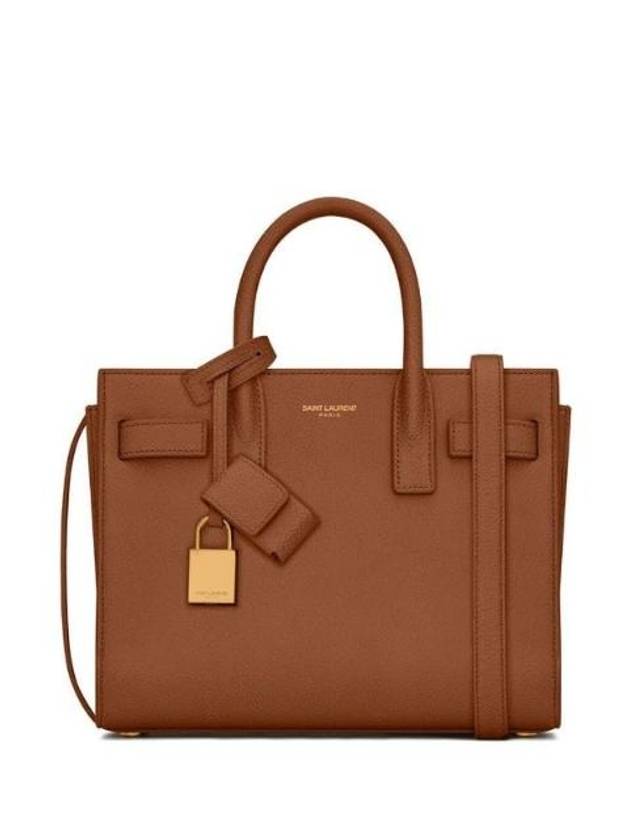 Sac De Jour Nano in Grained Leather Tote Bag Brown - SAINT LAURENT - BALAAN 1