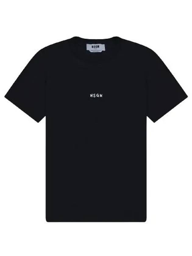 Micro Brushed Logo Cotton Short Sleeve T-Shirt Black - MSGM - BALAAN 2