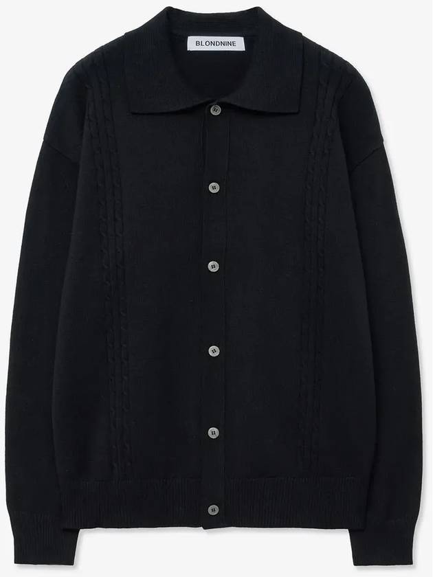 Soft cable collar cardigan black - BLONDNINE - BALAAN 4