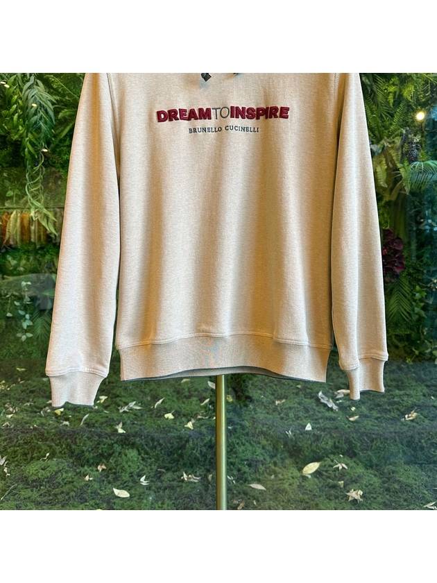 Hoodie embroidered logo detail beige MTU143119G CB575 - BRUNELLO CUCINELLI - BALAAN 3