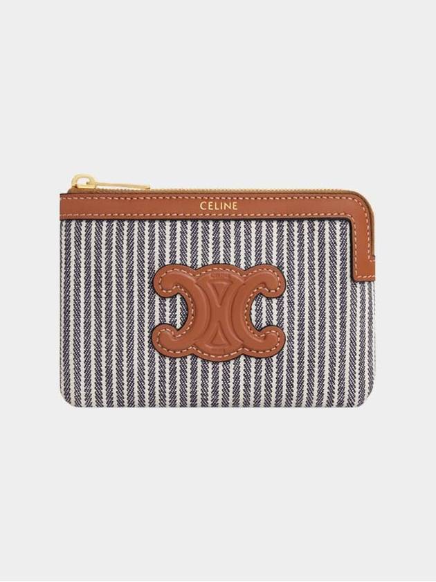 Cuir Triomphe Logo Stripe Card Wallet 10C662FVG D758 - CELINE - BALAAN 1