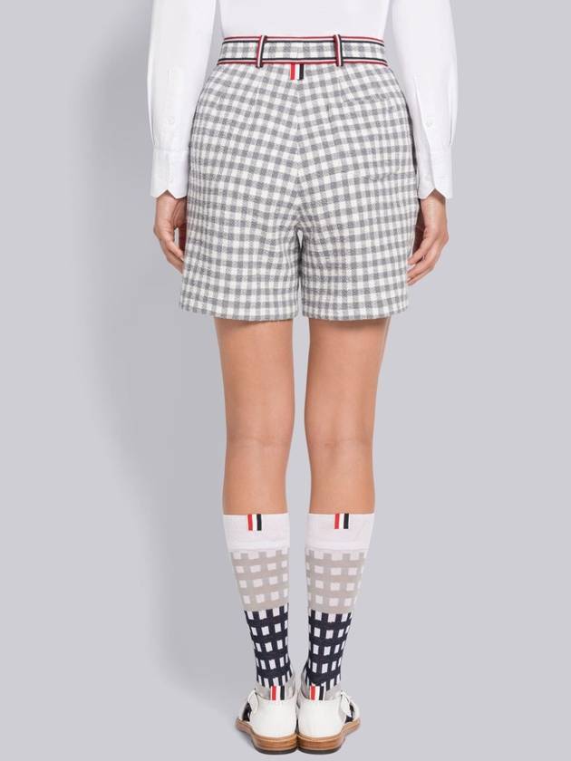 Gingham Stripe Trim High Waisted Shorts Medium Grey - THOM BROWNE - BALAAN 4