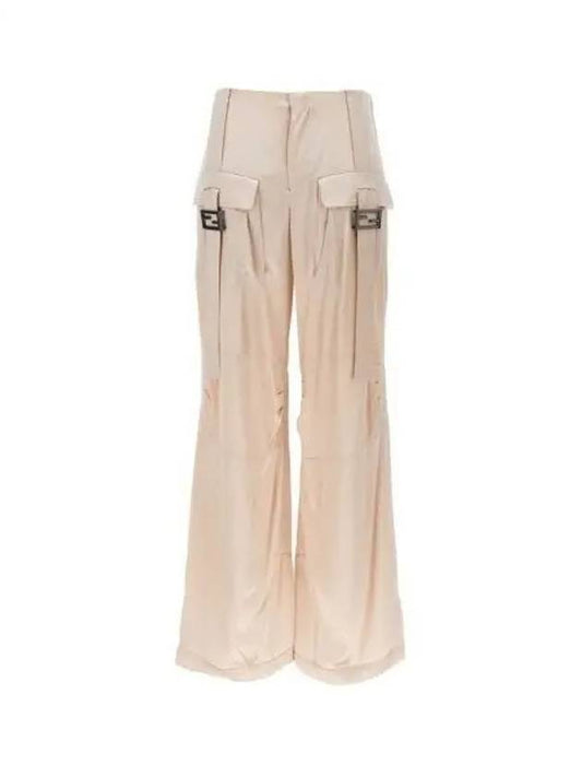 Women's Viscose Shiny Cargo Pants Beige - FENDI - BALAAN.
