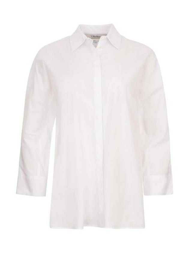 Delfina Crop Sleeve Cotton Shirt White - MAX MARA - BALAAN 2