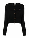 Bea ORB Embroidered Logo Crop Cardigan Black - VIVIENNE WESTWOOD - BALAAN 2